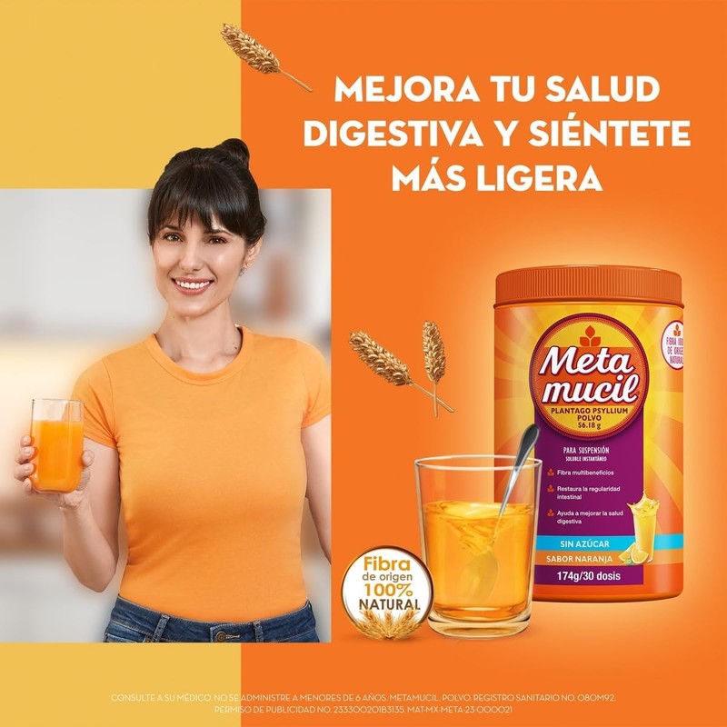 Metamucil Fibra Sabor Naranja 72 dosis