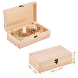 Starvortex Unfinished Wooden Box with Lid, 25x15x8cm Small Wooden Box with Hinged Lid & Locking Clasp, Pine Wood Small Wood Crate Boxs, Arts and Crafts Storage Box for Home Table Decoration Keepsake