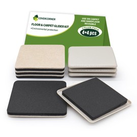 COVERCORNER Furniture Sliders for Hardwood Floors, Square Furniture Sliders for Carpet, 8 PCS 5 inch Combo Pack, Sliders for Moving Furniture