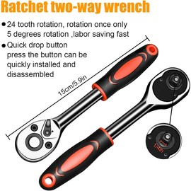 46-Piece Socket Wrench Set - 1/4 inch Drive Socket Ratchet Wrench Set Mechanic Tools Kit for Automotive Repair Household Metric Socket Set with Storage Case