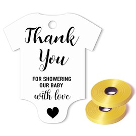 Thank You for Showering Our Baby with Love Tags, Baby Shower Favor Tags, Baby Onesie Gift Tags, Thank You Tags, Pack of 50
