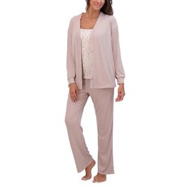 Live2Lounge Womens Tan Pajamas Lounge Set 3-Piece Moisture-Wicki