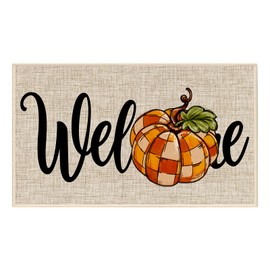 SEGXCFL Fall Door Mat Outdoor Entry, Pumpkin Welcome Mat for Front Door, Non-Slip Rubber Backing Doormat, Autumn Entryway Rug Porch Decor, Fall Decorations for Home