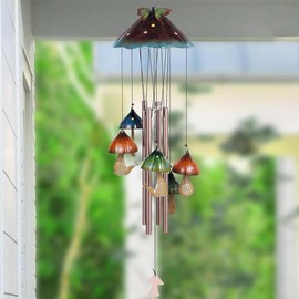 Evolux Cottagecore Mushroom Hand-Painted Wind Chime, Garden Decor, Snail Ornament, Indoor & Outdoor House Hanging, Durable Gift Idea
