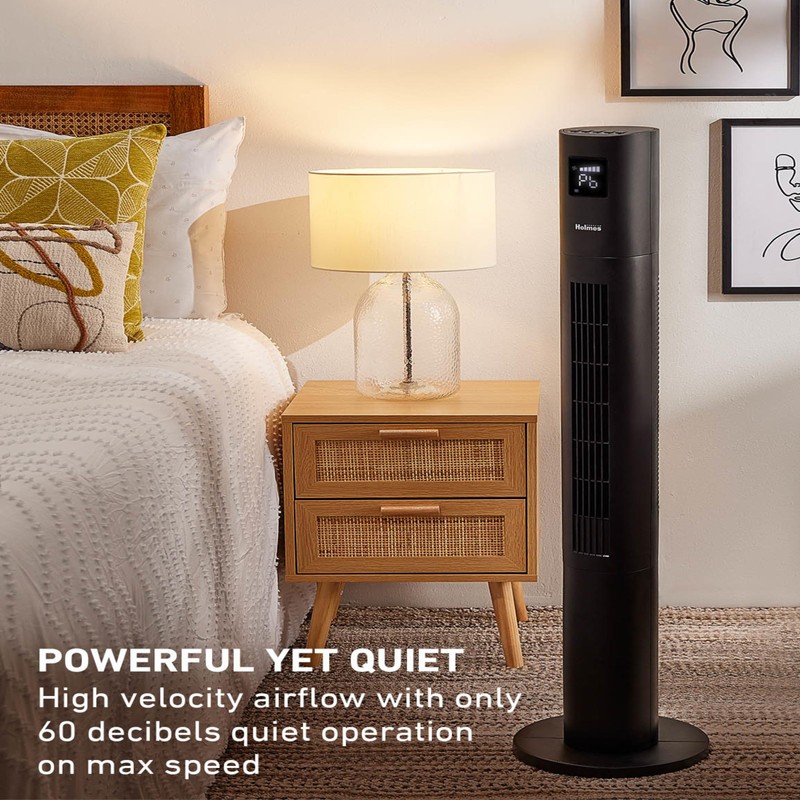 HOLMES STACK-N-CONNECT 45" Digital Tower Fan, ClearRead Display, Bonus Storage