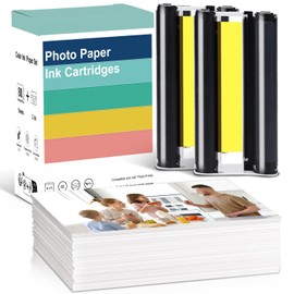 ALZ-LZHQ Compatible with Amber M100/M200 4x6 Photo Printer 80 Sheets Photo Paper & 2 Ink Cartridges Refill,Waterproof/Antioxidant/Non Fading,for DHP512/DHP513 Photo Printer