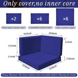 Patelai 14 Pieces Outdoor Cushion Slipcovers Outdoor Patio Cushion Covers Replacement Outdoor Sectional Cushion Covers Seat Cushion Coves for Outdoor Patio Furniture, Covers Only (Navy Blue)