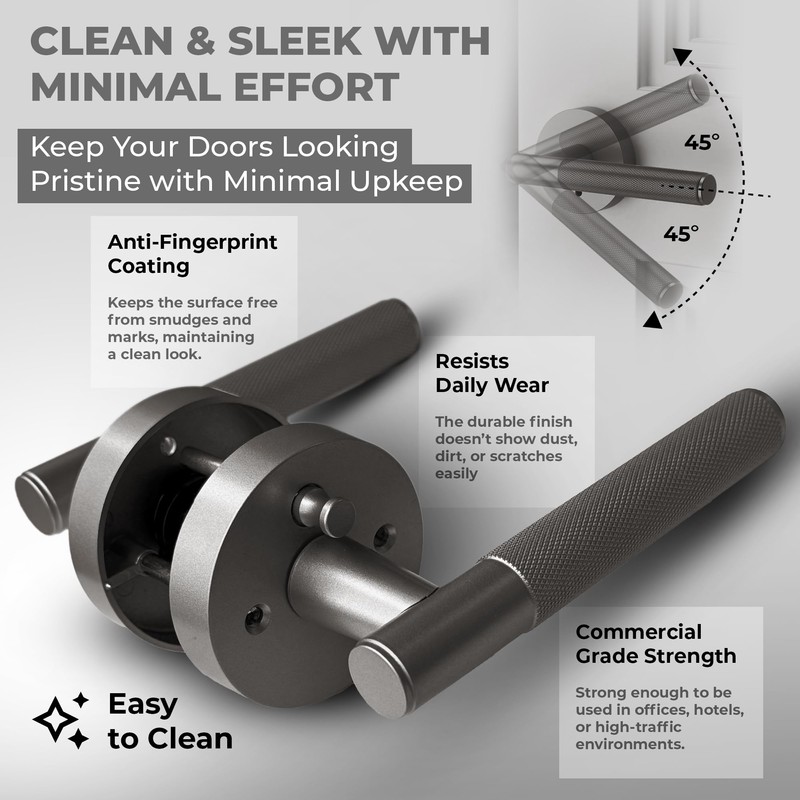 Litlheim Privacy Knurled Grey Door Handle - Durable, Stylish Interior