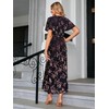 Simplee Women's Fall Wedding Guest Velvet Maxi Dress Burnout Floral