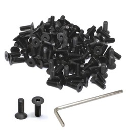 iexcell 100 Pcs M4 x 12mm Thread Pitch 0.7 mm Alloy Steel 12.9 Grade Hex Socket Flat Head Cap Screws Bolts Kit, Black Oxide Finish