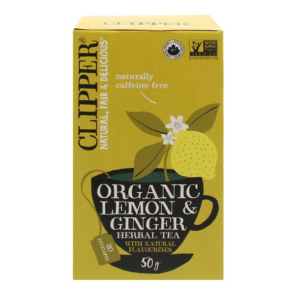 Clipper Tea Organic Lemon and Ginger Infusion Herbal Tea, Pure