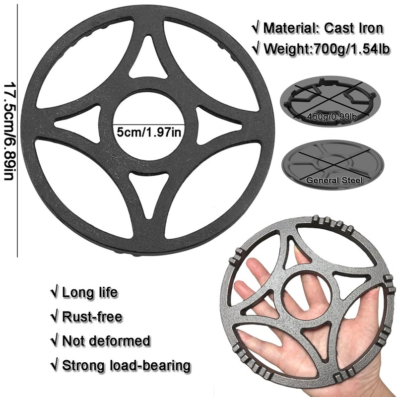 Non Slip Gas Ring Reducer, 6.9 Inch Cast Iron Wok