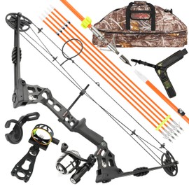 surwolf Archery Compound Bow Bowfishing Kit 20-70lbs Hunting Bow with Bowfishing Reel, Bow Fishing Arrows Right & Left Handed for Adult/Youth Bow Fishing Hunting Target Shooting (Black, Right Handed)
