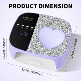 LimeGirl Cordless Nail Dryer for Gel Polish, UV LED Nail Lamp with Fast Curing Gel Light & 4 Timer Settings, Portable Rechargeable UV Lamp Nail Art Tool for Manicure Pedicure at Home & Salon (Purple)