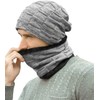 Generic Men's Winter Hat Scarf Set, Warm Knitted Hat and