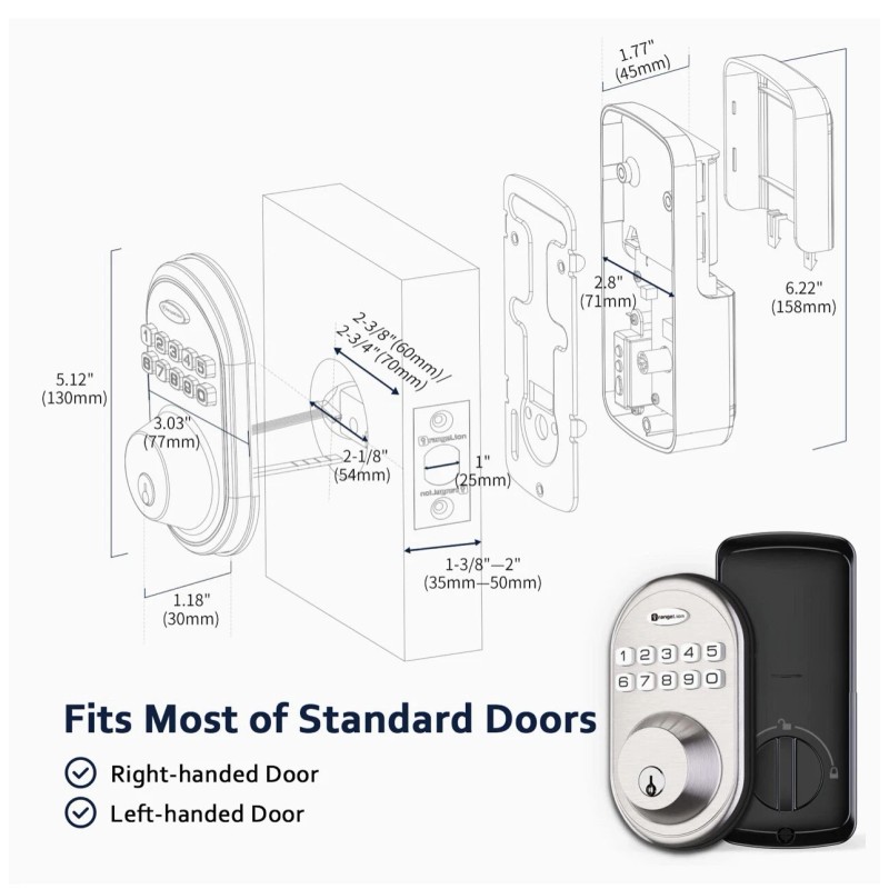 OrangeIOT Orange Lion Keypad Digital Deadbolt OL01 Keyless Entry Back