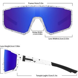 Polarized Sunglasses for Men Women, Cycling Glasses Sport Sunglasses, Windproof UV400 Baseball Sunglasses for Running, Golf, Fishing (White Frame Blue Lenses)