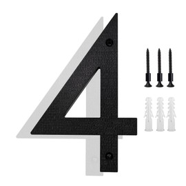 8’’ Modern Floating House Numbers for Outside, Large Black Shadow Home Number with Nails Kit & Template, Easy to Be Mounted for Exterior House Address, Garage Gate, Street, Farmhouse, Number 4