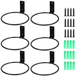 Sivya 6 Pack 5in Flower Pot Holder Ring Wall Mounted Metal Planter Hooks Hangers Wall Bracket Wall Planter Hook (6, 5")