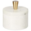 Queenza White Marble Salt Cellar with Lid and Brass Knob,