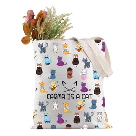 Generic PYOUL Funny Album Cat Tote Bag Karma Is A Cat Tote Bag Music Albums As Cat Gift For Fans (Karma Is A Cat Tote EU)