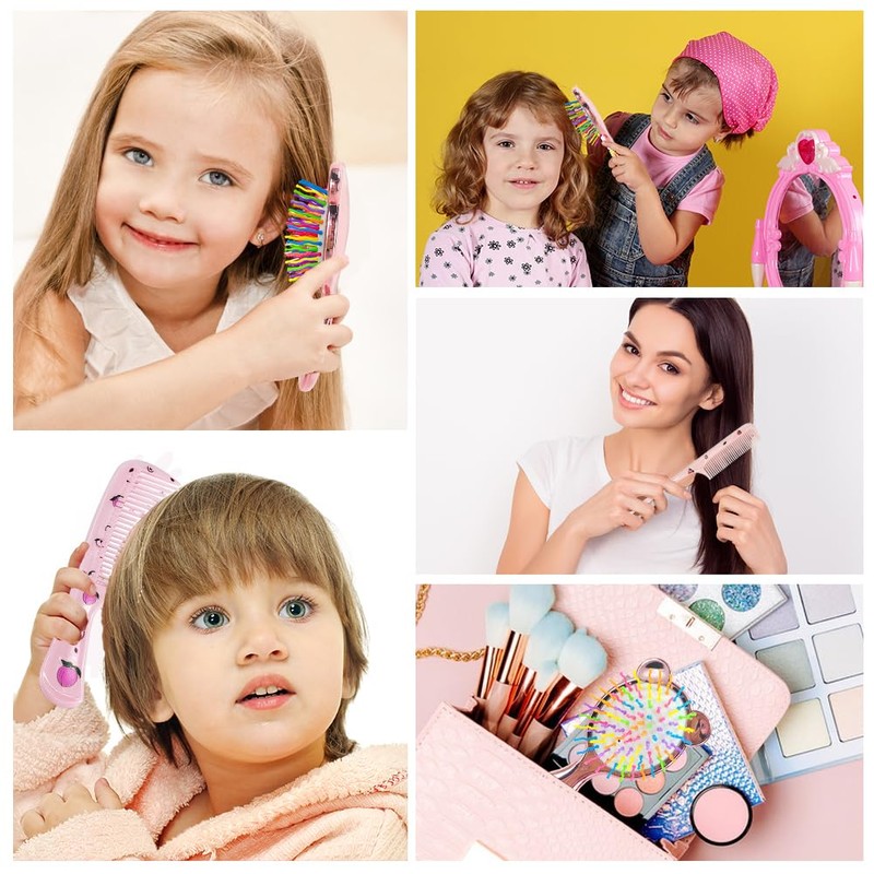 Toddler Hair Brush Girl, 3 Pcs Detangler Brush and Comb