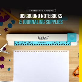 Bearboss 30 Hole Paper Punch, Planner Hole Punch, Adjustable Hole Puncher for Discbound Notebooks & Journaling Supplies