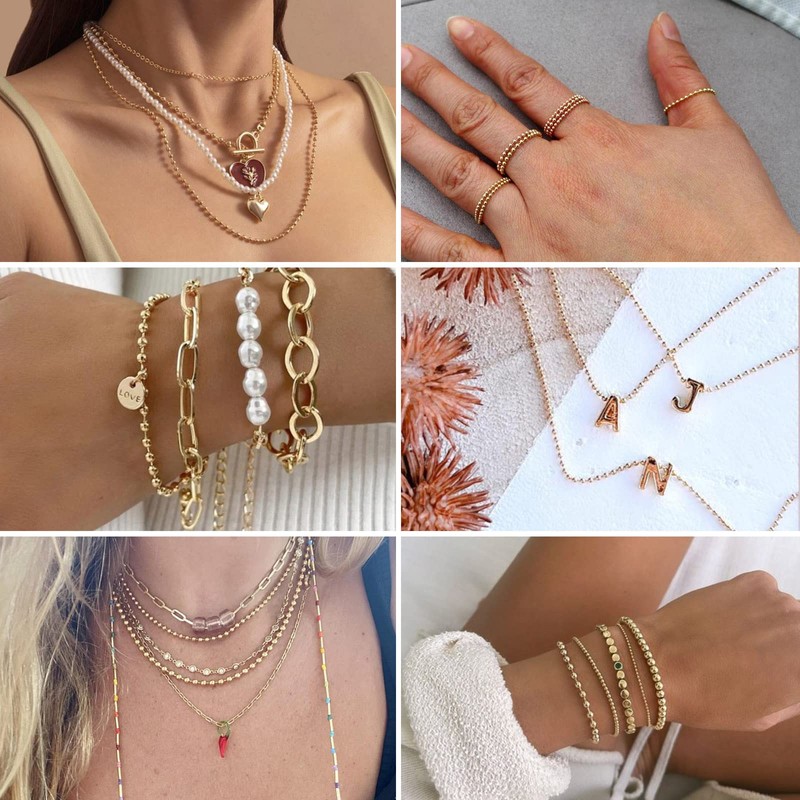 50FT Gold Ball Chain 1.5mm Stainless Steel Bead Chain for