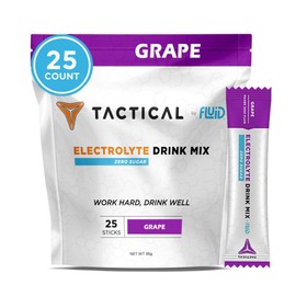 Fluid Tactical - 25 unidades de electrolitos en polvo sin azúcar  Uva  Bebida lista para beber para viajes  Rehidratación extrema                     