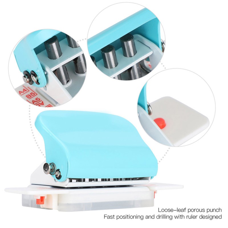 Adjustable Hole Punch Green Manual Office Home Universal A4 Paper