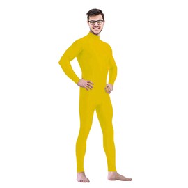 Gaoin Men's and Women's Stretch Spandex Zentai Unitard Bodysuit Costume Without Hood Feet Hands (Yellow, Medium)