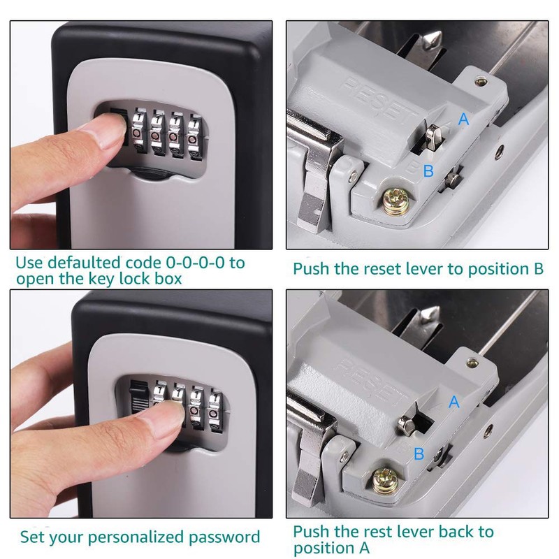 Key Safe Wall Mounted Lockbox - BeskooHome Waterproof Combination Key