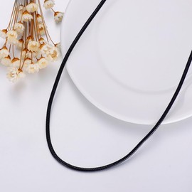 DOLPHERS 925 Sterling Silver Leather Necklace Black Leather Chain Women Men 2/3 mm Robust and Soft Smooth Leather with Clasp Chain 40-60 mm, Sterling Silver