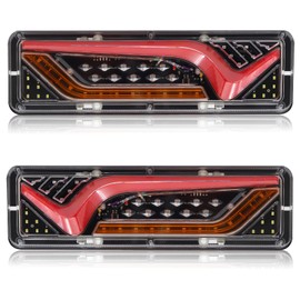 YnGia 2PCS LED Trailer Tail Light Rear Stop Light 24V Reversing Brake Light Flowing Turn Signal Lamp for Agricultural Vehicles Truck Tractor Trailer Caravan Camper