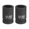 sourcing map 2Pcs 3/4-Inch Drive 12 Point Impact Socket 24mm
