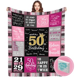50th Birthday Gifts for Women Blanket 60"x50", 50th Birthday Gift Ideas, 50 Birthday Gifts for Women, 50 Year Old Birthday Gifts for Women, 50th Birthday Decorations for Women