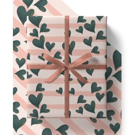 4 x Pink Hearts Wrapping Paper - HUGE 84cm x 60cm Eco Friendly Premium Recyclable Gift Wrap for Wife Mum Girlfriend or Friend on Birthday or Mothers Day (4 Sheets & 4 Tags)