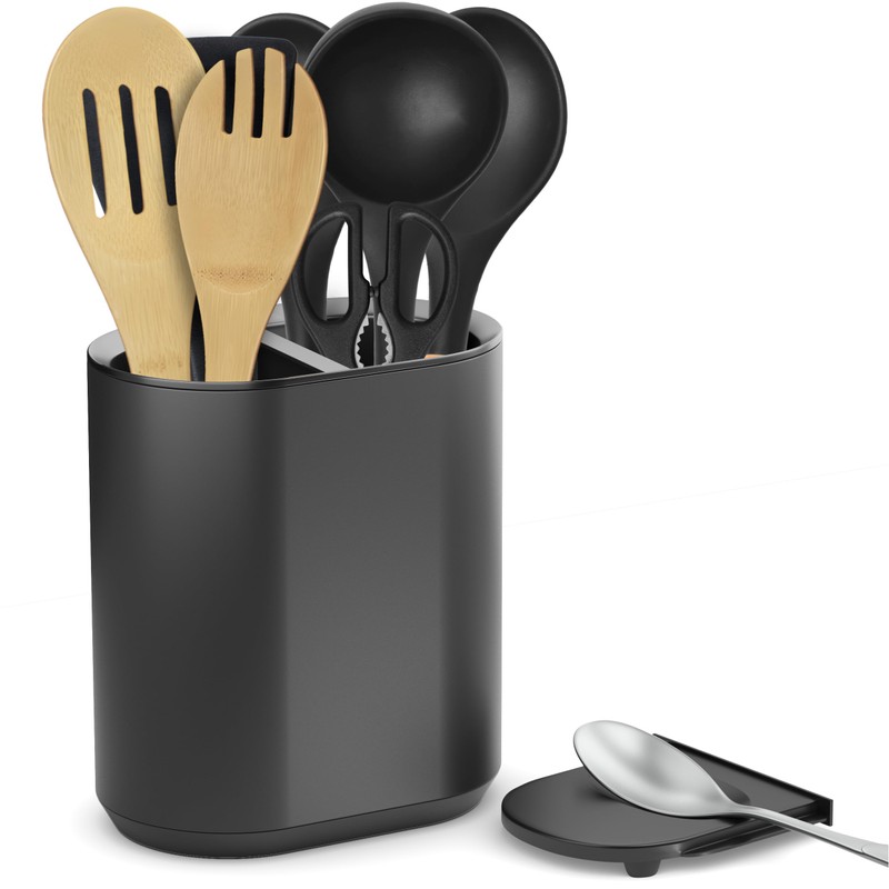KOOK TIME Kitchen Utensil Holder with Removable Spoon Rest -