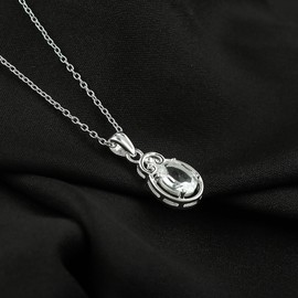 GEMKORA Real White Topaz Crystal Pendant Necklace, Natural Gemstone, Birthstone Crystal, Healing Stone, Gift for Women Mom Her, Statement Jewellery, 925 Sterling Silver 18 inch