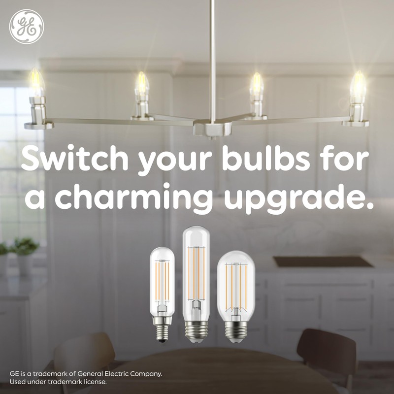 GE Reveal HD+ LED Light Bulbs, 60 Watt, T10 Decorative