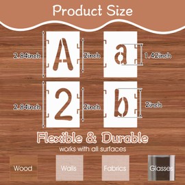 Mabor 2 Inch Letter Stencils for Painting - 66 Pcs Reusable Plastic Alphabet, Number & Symbol Templates with Interlocking Design - Suitable for Wood, Fabric, Glass, Signage & DIY Crafts