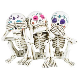 Nemesis Now Three Wise Calaveras Skeleton Figurine 20.3cm, Polyresin, White, One Size