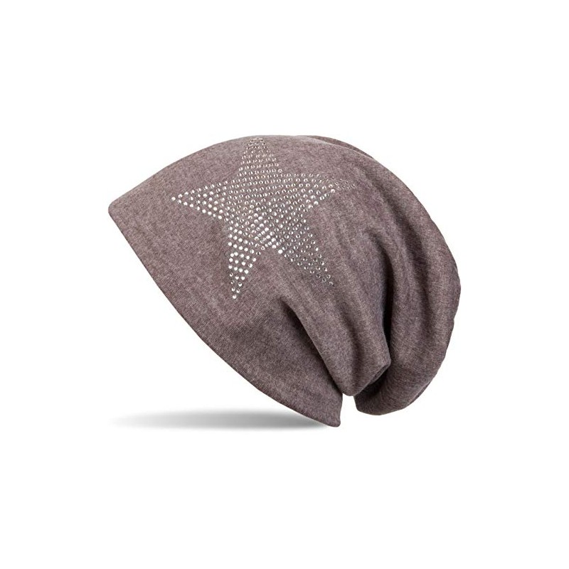 styleBREAKER Classic Unisex Beanie Hat with Star Rhinestone Appliqué, Warm