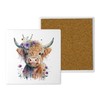 Ceramic Coasters – Handprinted Watercolour Highland Cows - Set of