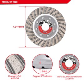 DT-DIATOOL Diamond Grinding Wheel 115mm Concrete Shell Wheel Bore 22.23mm Masonry Brick Card Stone Premium Sintered Diamond Turbo Segmentation Wheel