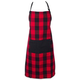 DII Unisex Buffalo Check Kitchen Collection, Classic Farmhouse Chef Apron, One Size, Red & Black