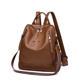 Kiepoar Women PU Leather Backpack Anti-Theft, Fashion Casual Purse Bag Daypack as Shoulder Bag Handbag, Lightweight Chic Multipocket Gran Capacity, Lady Elegant Rucksack for Office Work School Travel