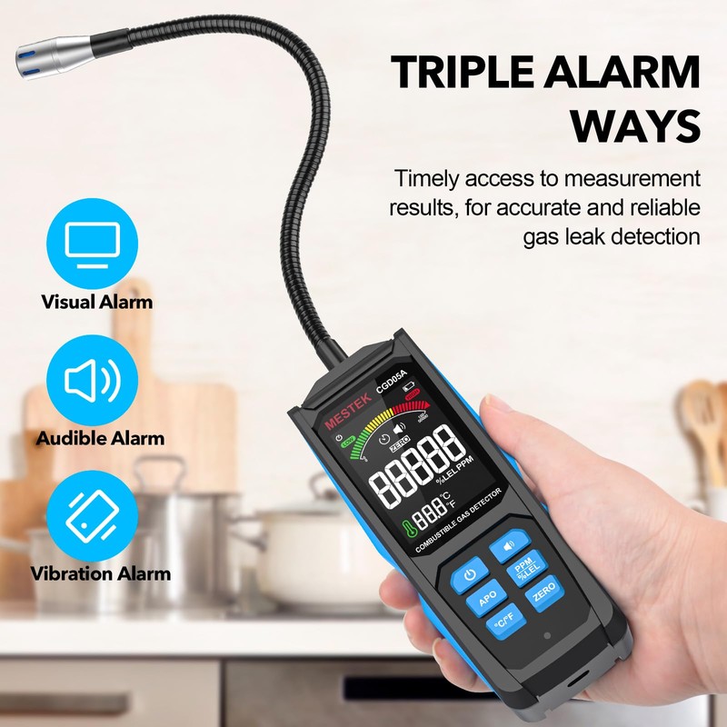 MESTEK Natural Gas Detector, Gas Leak Detector with Long Gooseneck,