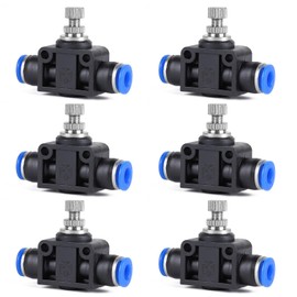 EFUTURETIME 6 x Pneumatic Throttle Valve Connector 6 mm Pneumatic Straight Throttle Check Valve with Push In Connection Push In Quick Coupling (SA6)