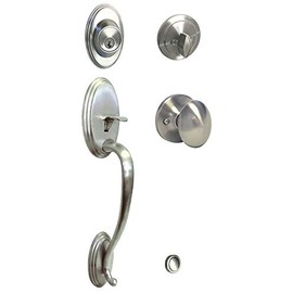 eBuilderDirect Satin Nickel Lock Door Oval Egg Shaped Style Knob Handle Entry/Privacy/Passage/Dummy/Deadbolt/Handleset 6093DC (Front Door Handle Set Keyed Alike)